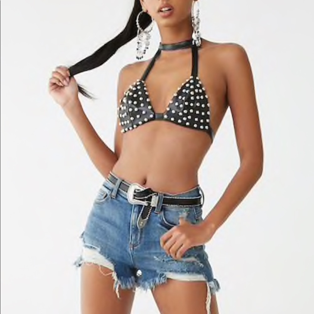 NWT Forever 21 Studded Leather Bralette Sz M